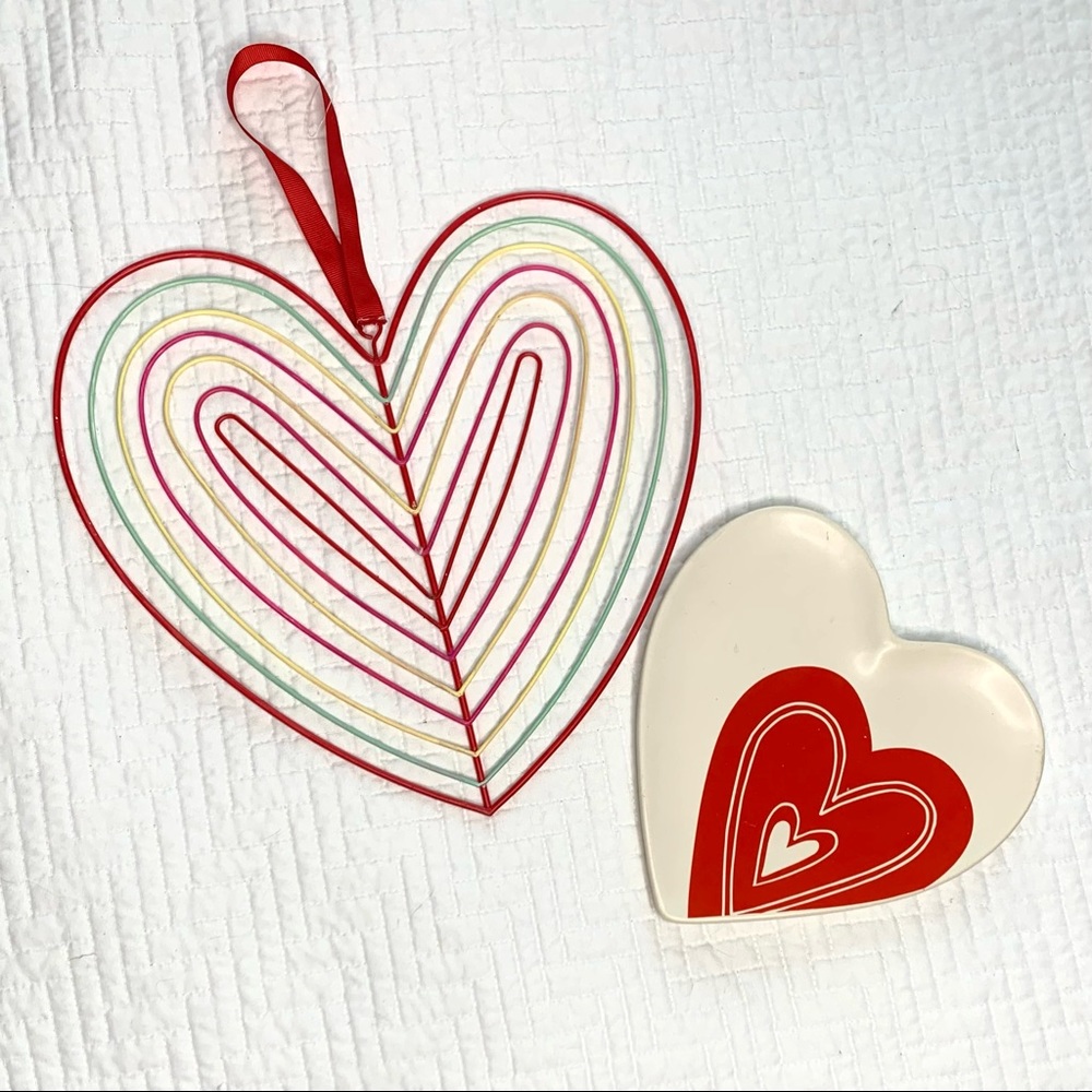 Heart decor, plate & hanging piece, Valentine